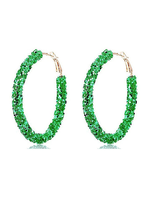 Dark Green St. Patricks Daring Sequin Hoop Earrings