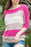 Rose Contrast Stripe Half Sleeve Knit Top