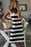 Stripe Elegant V Neck Cap Sleeve Midi Dress