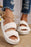 White Casual Soft Ribbed Double Straps Flat Slippers