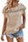 Khaki Basic Crochet Detail Casual Blouse for Women