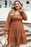 Chestnut Plus Size Smocked Ruffled Sleeve Shirred Mini Dress