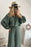 Mist Green Crinkle Split Neck Top Loose Drawstring Pants Set