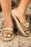 Khaki Casual Pearl Beaded Thick Soled Slides Shoes