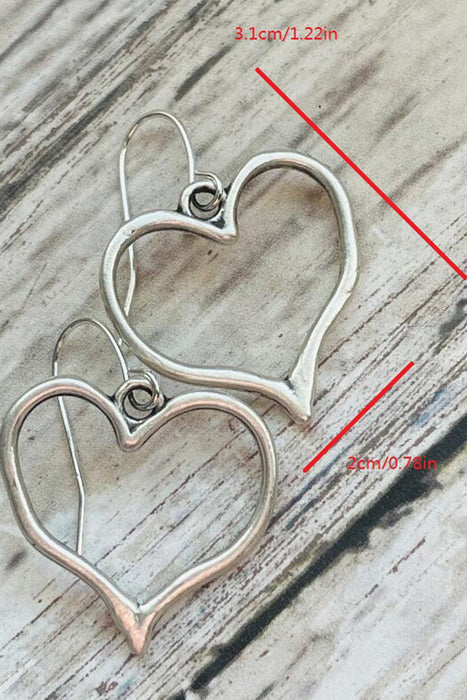 Silvery Heart Shape Hook Drop Earrings