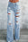 Sky Blue Vintage Distressed Ripped Wide Leg Jeans