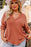 Gold Flame Plus Size Exposed Seam V Neck Long Sleeve Top