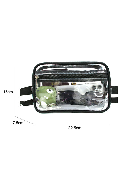 Grey Clear PVC Adjustable Strap Crossbody Bag