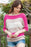 Rose Contrast Stripe Half Sleeve Knit Top