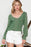 Green U Neck Textured Long Sleeve Top