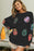 Pink Easter Sequin Egg Print Drop Shoulder Graphic Oversized Sweatshirt