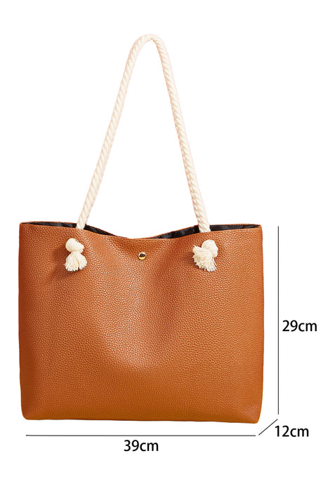 Chestnut Rope Straps PU Leather Single Shoulder Bag